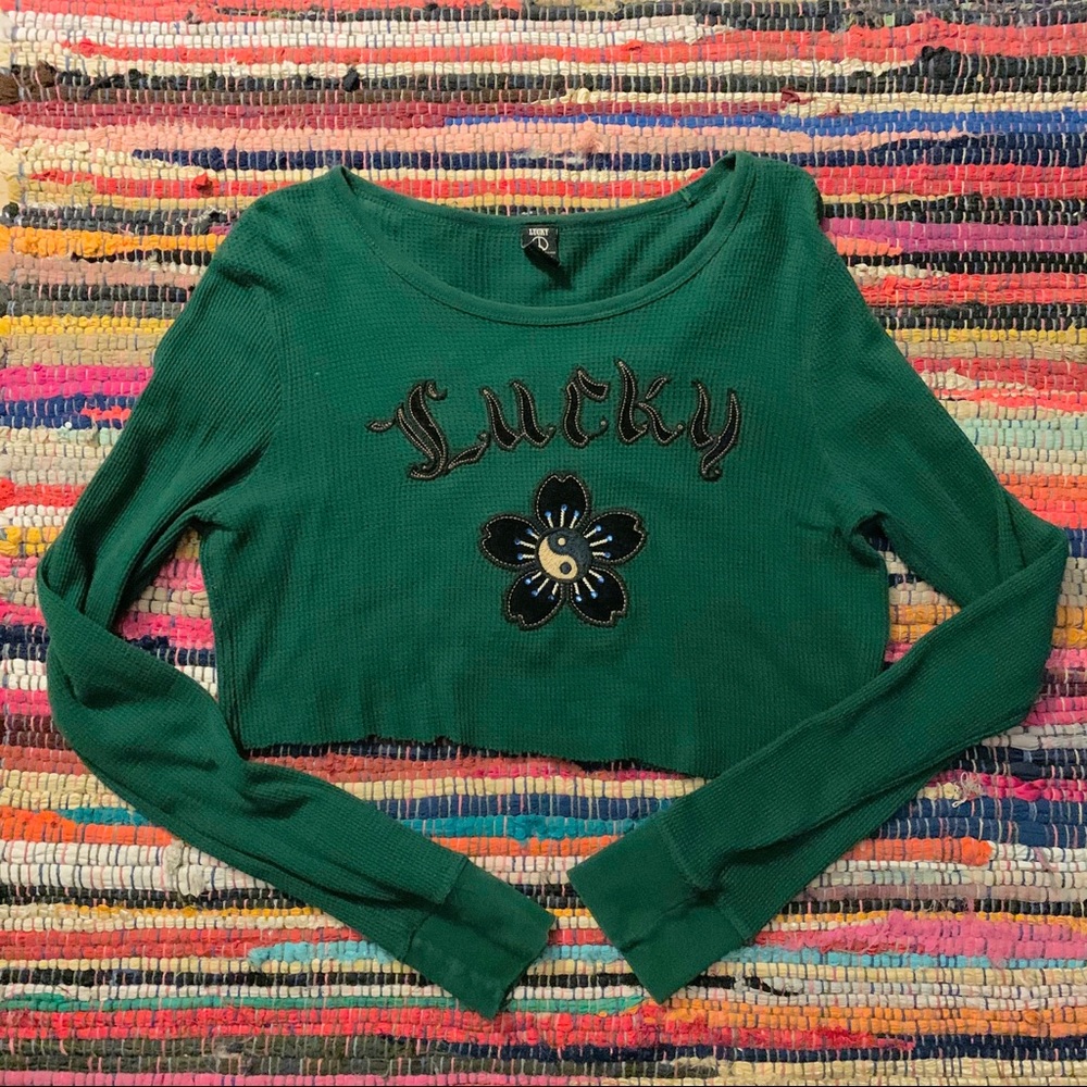 💛 2 for $13 💛 90’s lucky brand crop top raw hem